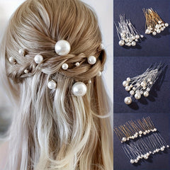 18pcs Faux Pearl U Shaped Hair Clip
