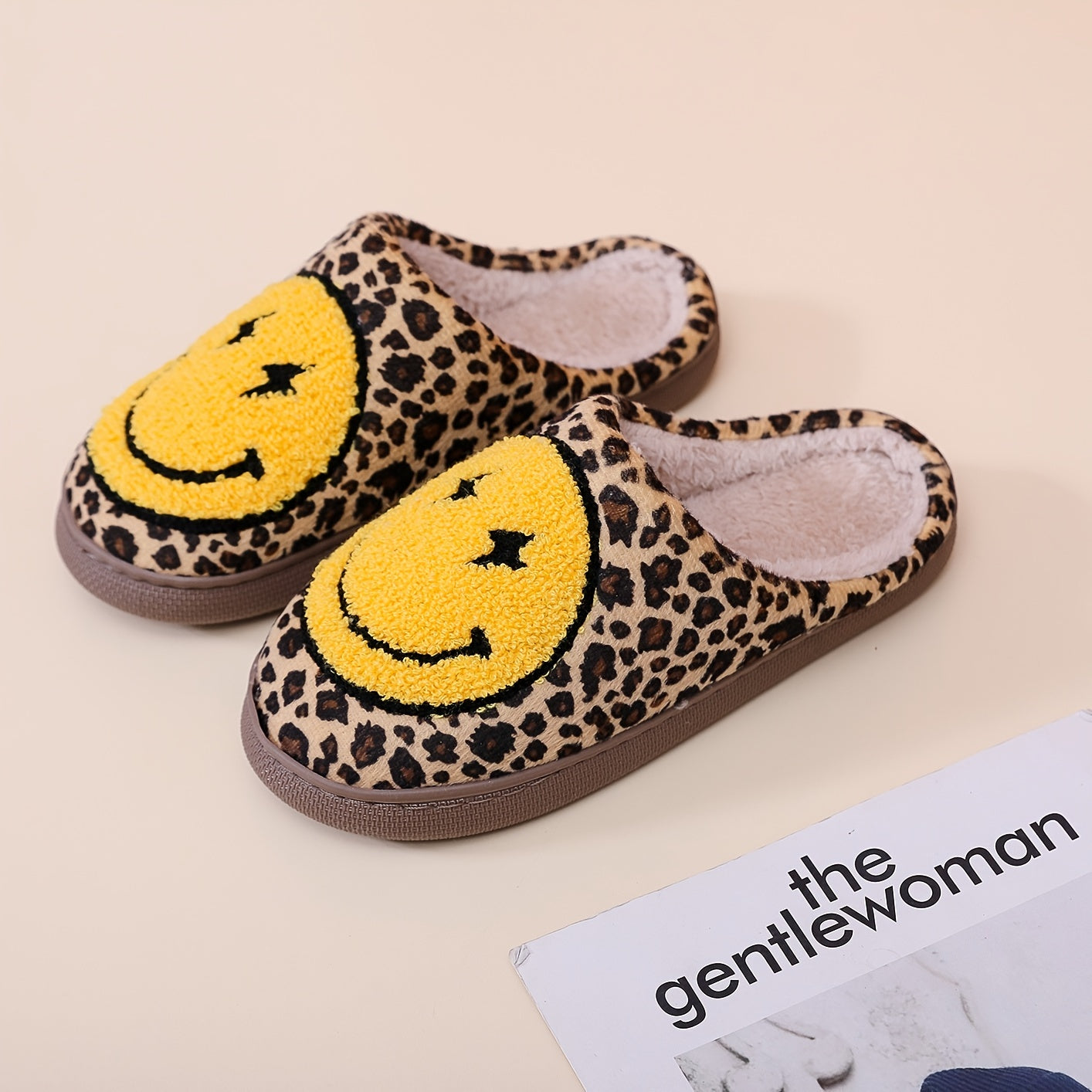 Leopard Pattern Plush Slippers Comfortable & Warm Home Shoes
