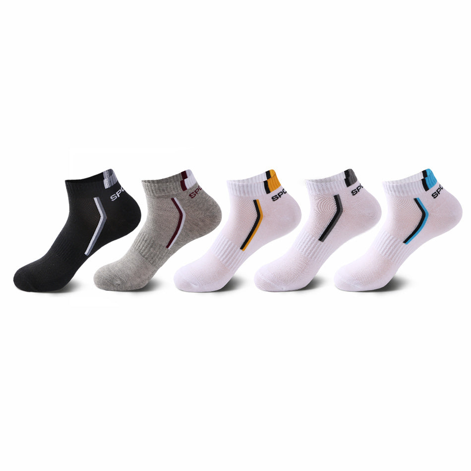5 Pairs Women's Sporty Ankle Socks with Letter Print