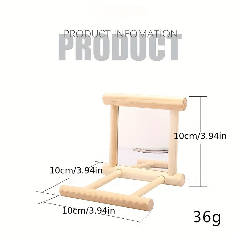 Bird Mirror Parrot Toy Wood Stair Climbing Jumping Ladder Pet Supplies Station