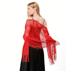 Lace Hollow Out Tassel Scarf Dress Shawl Party Evening Fashionable Scarf