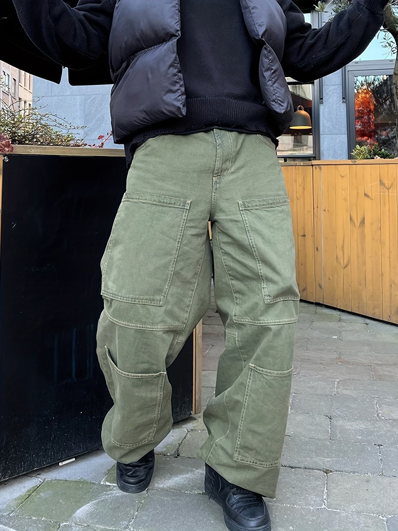 100% Cotton Men's Retro Denim Cargo Pants