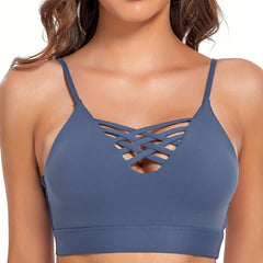 Cross Cut Out Sports Bra for Women