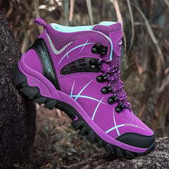 Women's Outdoor Hiking Boots Round Toe Lace Up Platform Shoes