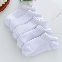 5 Pairs Boy's Solid Liner Anklets Socks Cotton Blend Non Slip Socks