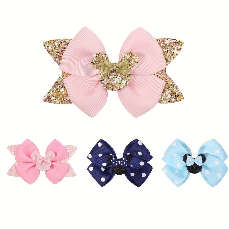 Cartoon Mouse Ear Bow Hair Clips for Holiday Party Girls Gift