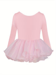 Girls Comfy Cotton Long Sleeve Ballet Tutu Dress