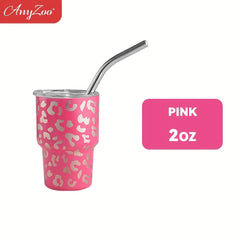 Anyzoo 2oz Leopard Ice Water Bottle BPA Stainless Steel Small Capacity