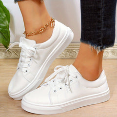 Women's Flat Lace Up Low Top Sneakers Casual Walking Shoes