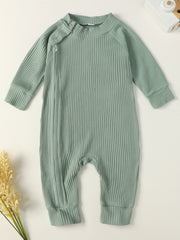 Baby Boy Cotton Ribbed Jumpsuit with Zipper Snaps