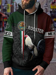 Mexico Rooster Print Hoodie Mens Graphic Pullover Autumn Winter