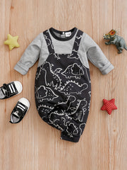 Dinosaur Print Newborn Romper Long Sleeve Baby Bodysuit