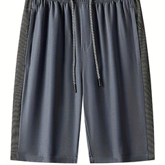 Men's Side Patchwork Loose Shorts Drawstring Sport Shorts for Gym Fitness