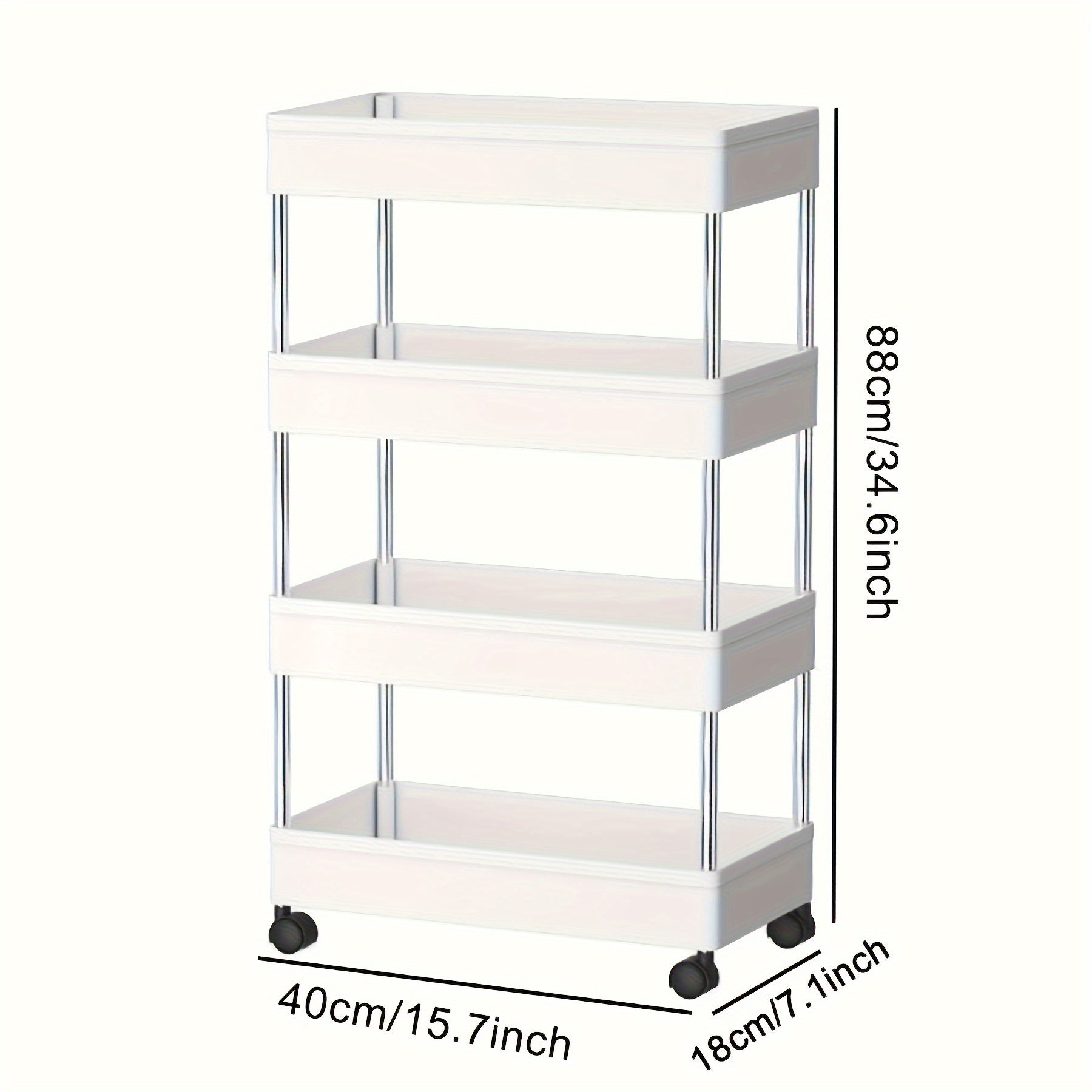 4-Tier Rolling Cart Slim Organizer Space Saving Room Decor
