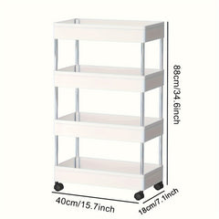 4-Tier Rolling Cart Slim Organizer Space Saving Room Decor
