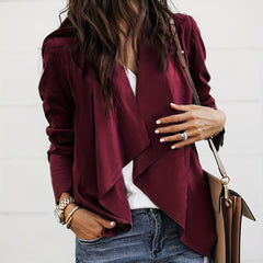 Solid Open Front Coat Long Sleeve Work Office Outerwear Women's Clothing