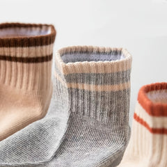 4 Pairs Striped Shorts Socks Pack Women's Stockings