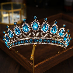Vintage Crystal Tiara Wedding Hair Accessory Teal Bridal Crown