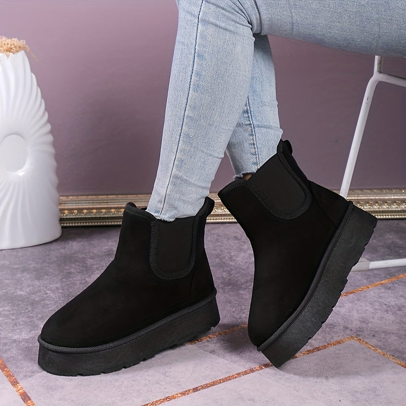 Women's Plush Inner Thermal Chelsea Boots Slip On Ankle Boots