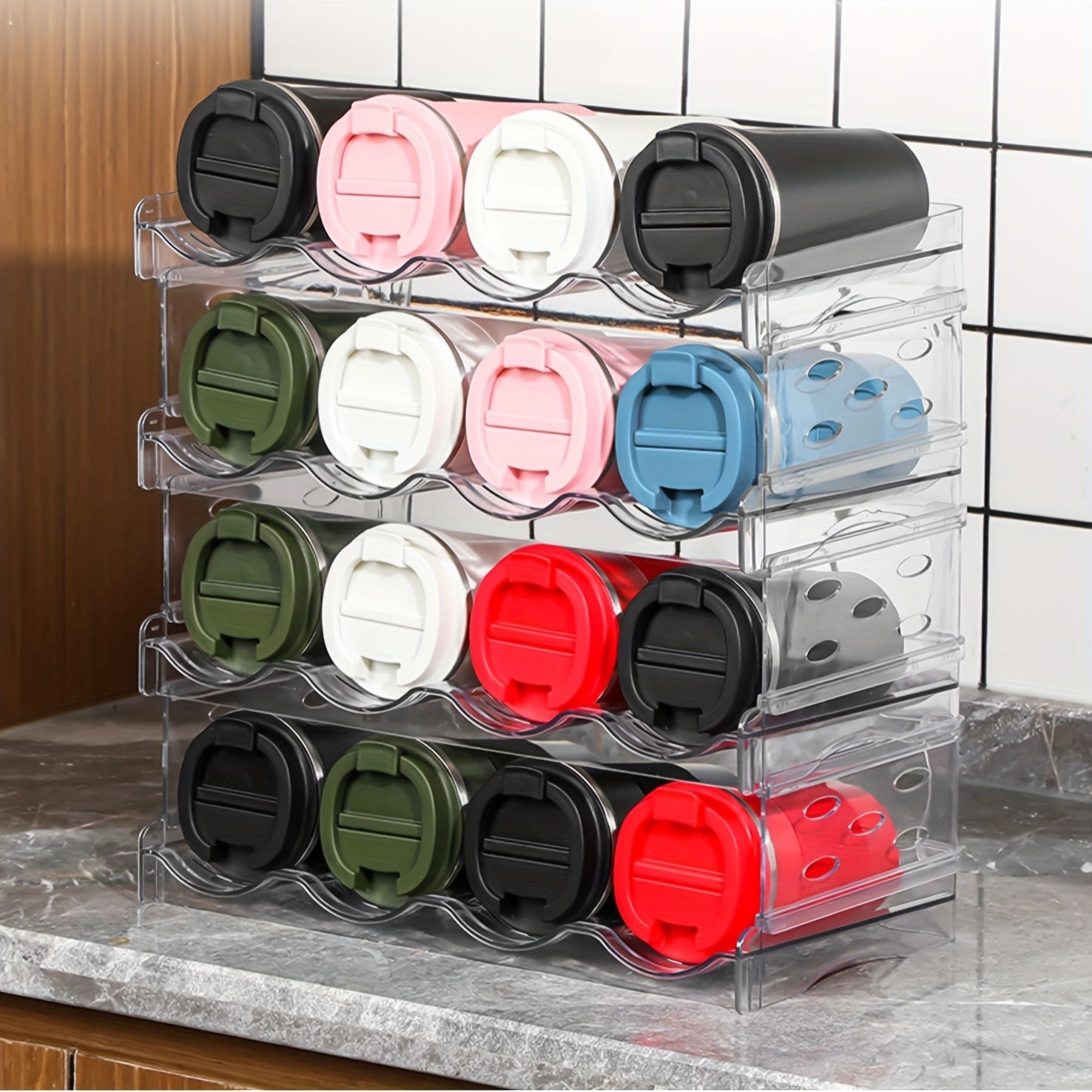 Transparent Red Wine Rack Stackable Storage Holder Organizer For Kitchen