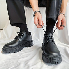 Men's Platform Derby Shoes Preppy Style Lace up Front Dress Shoes