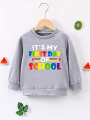 First Day of School Boys Sweatshirt Long Sleeve Crew Neck Tops