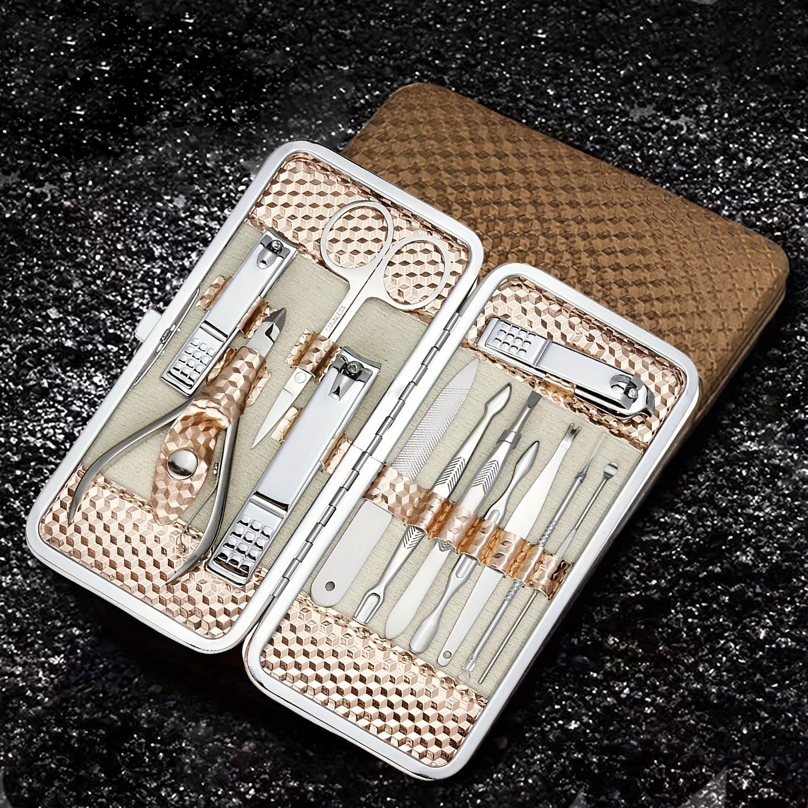 12pcs Nail Clippers Pedicure Kit Stainless Steel Professional Groom