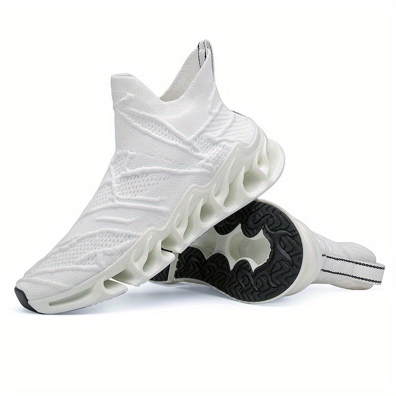 Men's Flame Pattern High Top Lace Up Knitted Sneakers