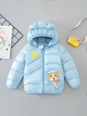 Hooded Coat For Toddlers Winter Windproof Monkey Prints Fleece Snowsuit Outwear