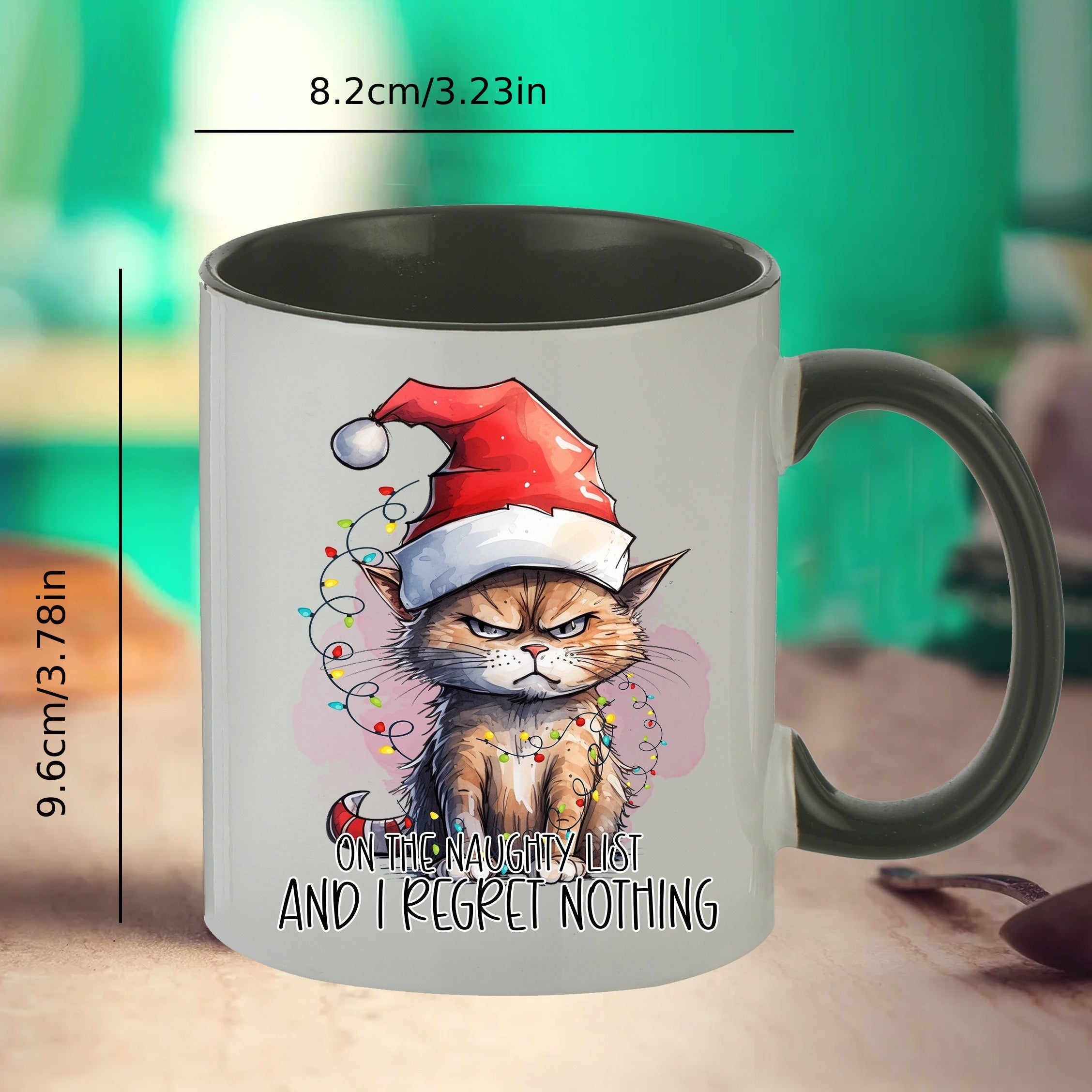 Christmas Cat Printed Coffee Mug 11oz - Ceramic Water Cup Christmas Gift