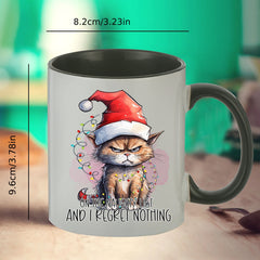 Christmas Cat Printed Coffee Mug 11oz - Ceramic Water Cup Christmas Gift