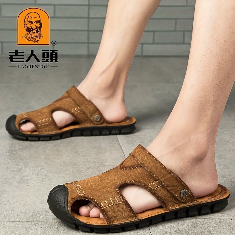 LAORENTOU Men's Stitched Closed Toe Non Slip Slippers