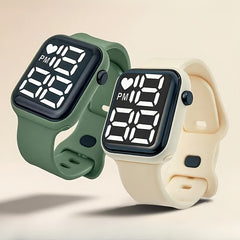 Square Digital Sports Watch Multifunctional Minimalist Light Student