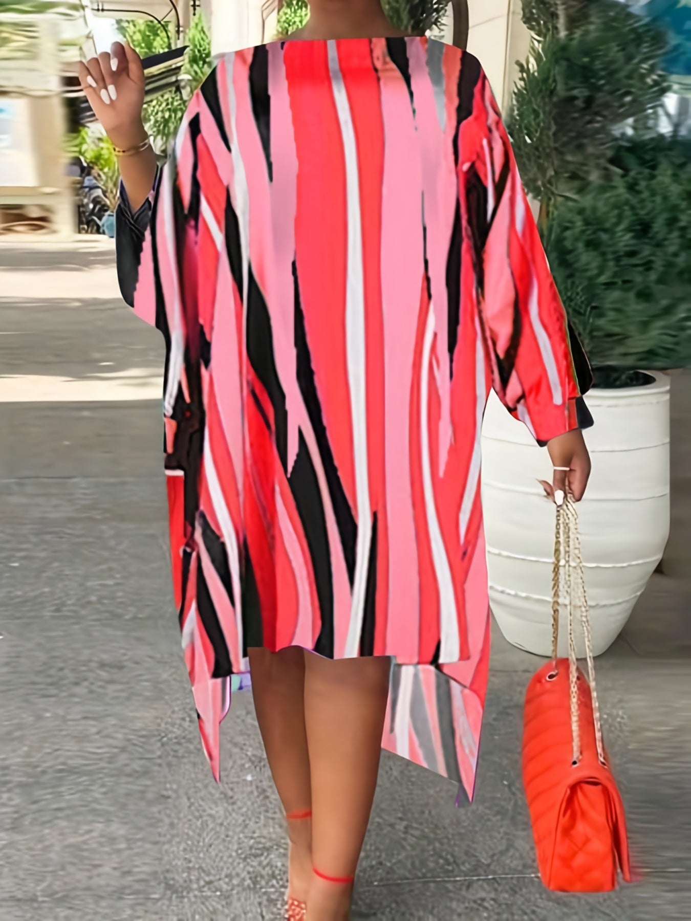 Casual Dress Women's Plus Random Print Long Sleeve Dress
