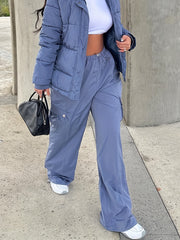 Elastic Waist Casual Sporty Cargo Pants Women's Activewear