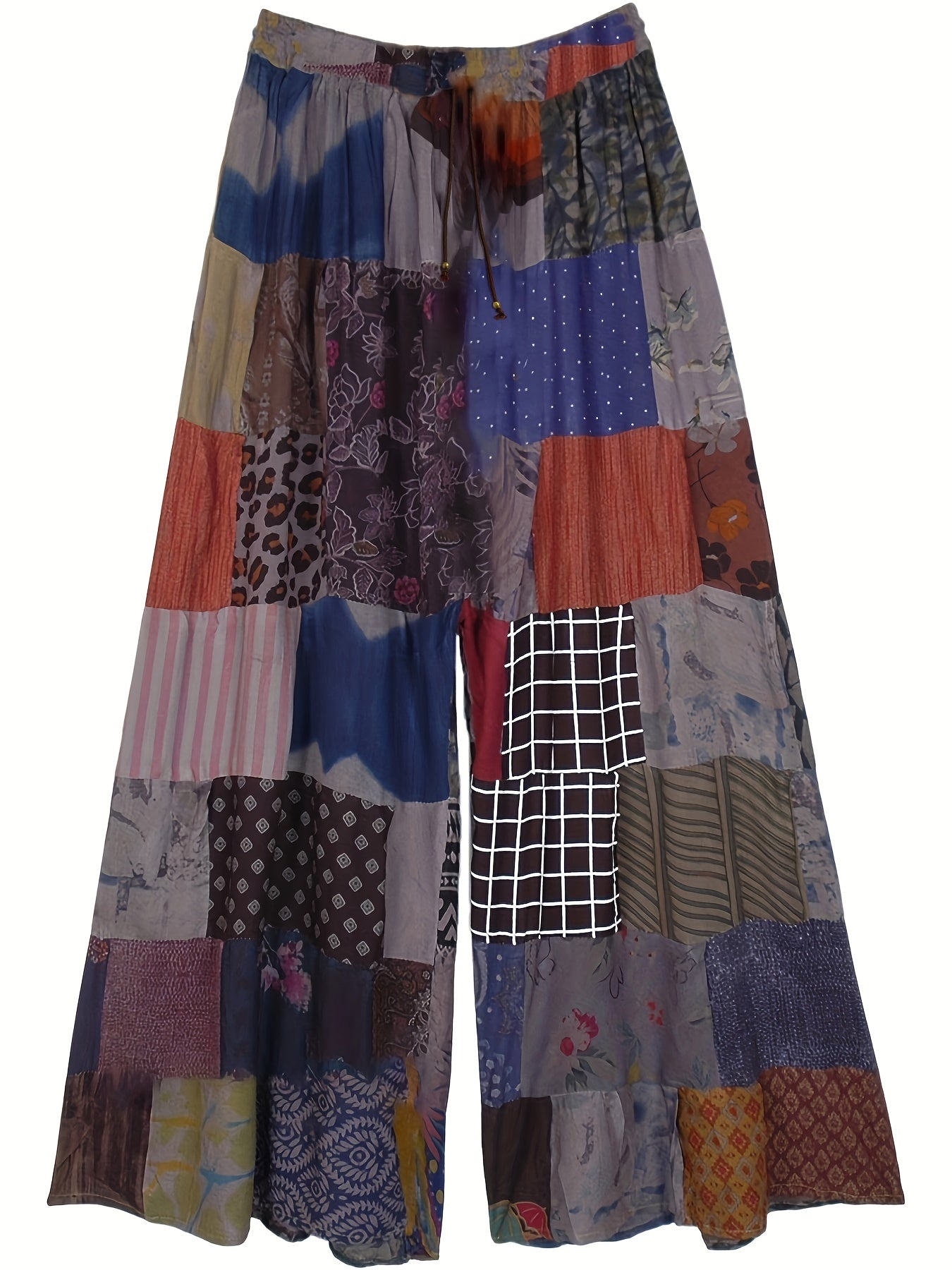 Hippie Patchwork Wide Leg Pants for Women
