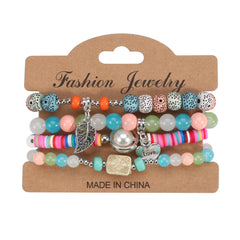 Colorful Beaded Bracelet Set Boho Style Hand Jewelry for Women