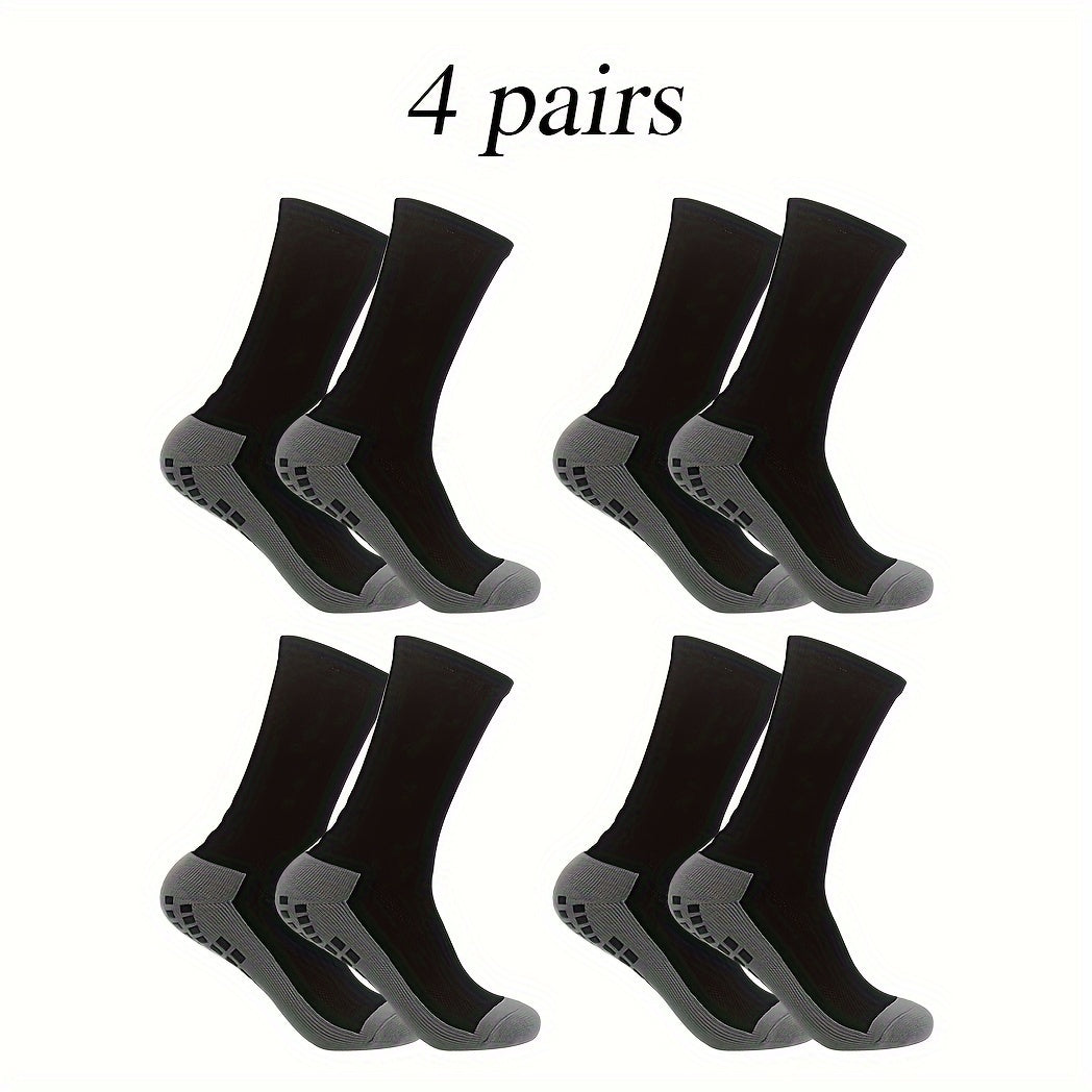 4 Pairs Non Slip Soccer Socks for Sports Running Football Crew Socks