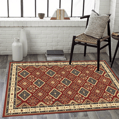 Dark Red American Classic Pattern Large Carpet Soft Area Carpet