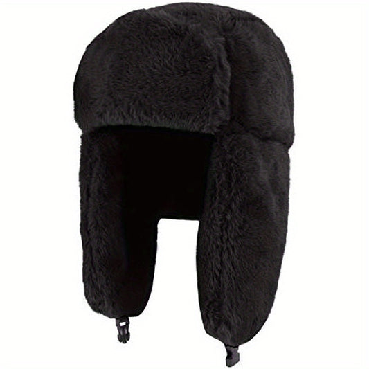 Winter Thick Plush Windproof Warm Earflap Hat for Outdoor Skiing Cycling