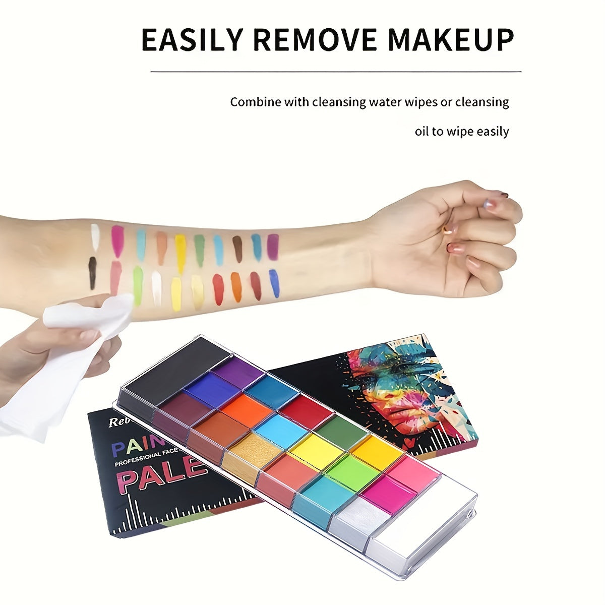 VERONNI 20 Professional Face & Body Paint Palette With 10 Brushes Non Toxic