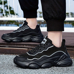 Men's Block Faux Leather Chunky Sneaker Casual Shoes