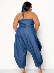 Casual Jumpsuit Women's Plus Solid Harem Jumpsuit