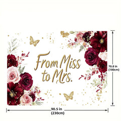 Bride to Be Photography Backdrop Pink & Burgundy Flowers Bridal Shower Parties