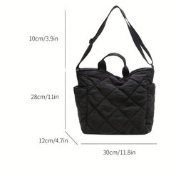 Large Capacity Quilted Tote Bag Soft Crossbody Bag Women's Casual Handbag