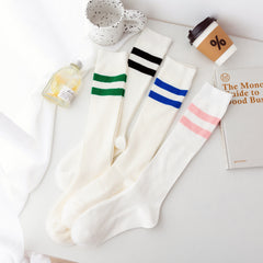 Women's Extra Long Opaque Striped Over Knee High Stockings Socks