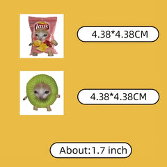 Funny Food Cat Head Stickers Waterproof Stickers