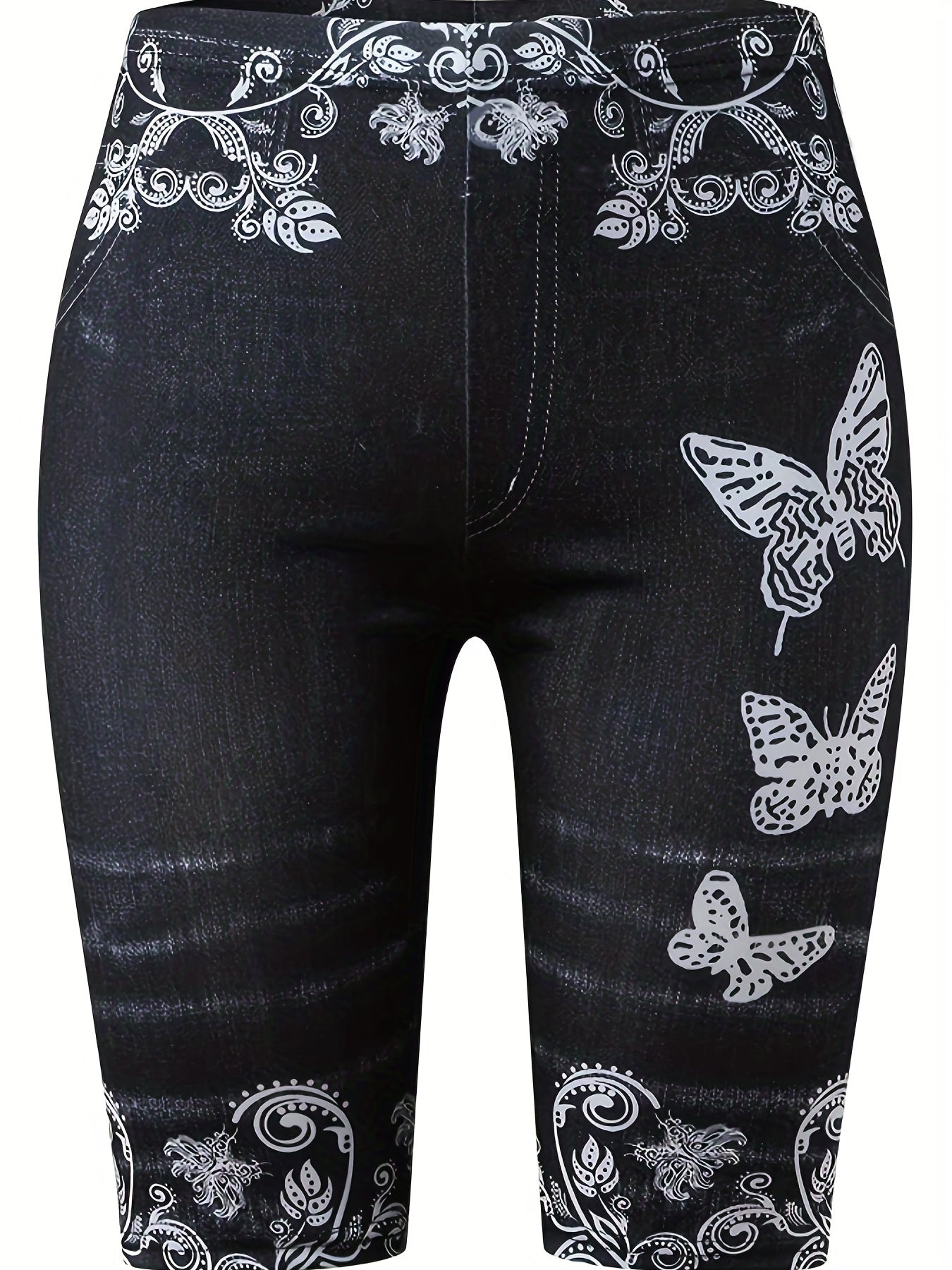 Butterflies Print Casual High Waist Slim Shorts Women's Clothing