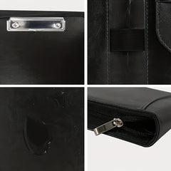 DIY Zipper PU Leather Business A4 Clipboard w/ Folder & Organizing Pockets