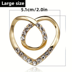 Heart Clothes Clip Brooch Rhinestone Hollow Scarf Sweater Shawl Cape Pin
